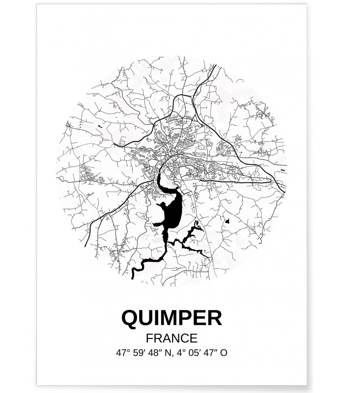 Affiche Carte Quimper