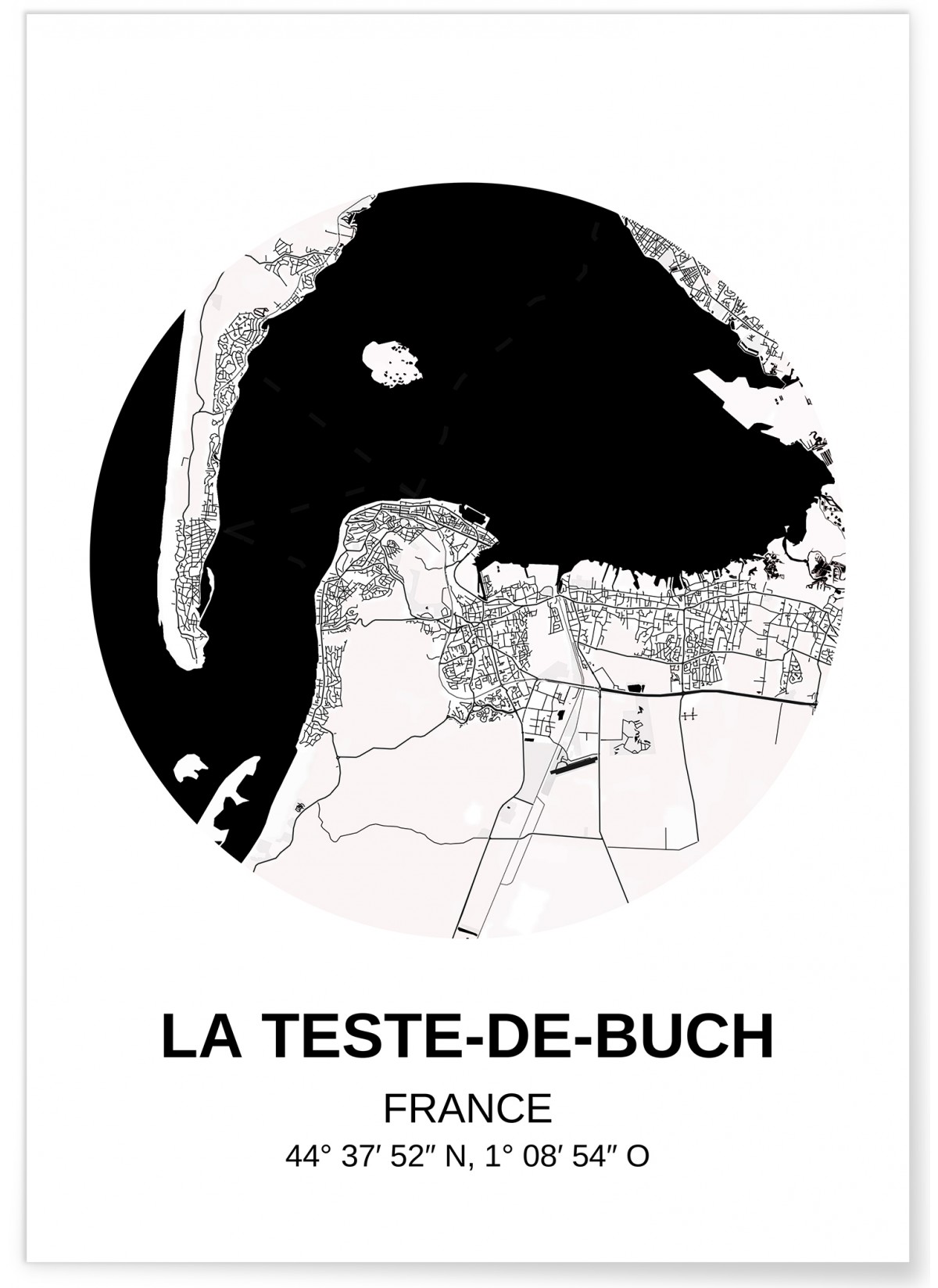 Carte La Teste de Buch, Affiche Ville à afficher dans le salon L’Afficherie Carte La Teste de Buch, Affiche Ville à afficher dans le salon L’Afficherie