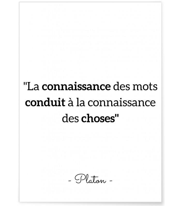 Affiche Platon : "La connaissance des mots"