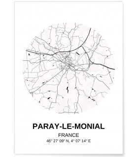 Affiche Carte Paray-Le-Monial