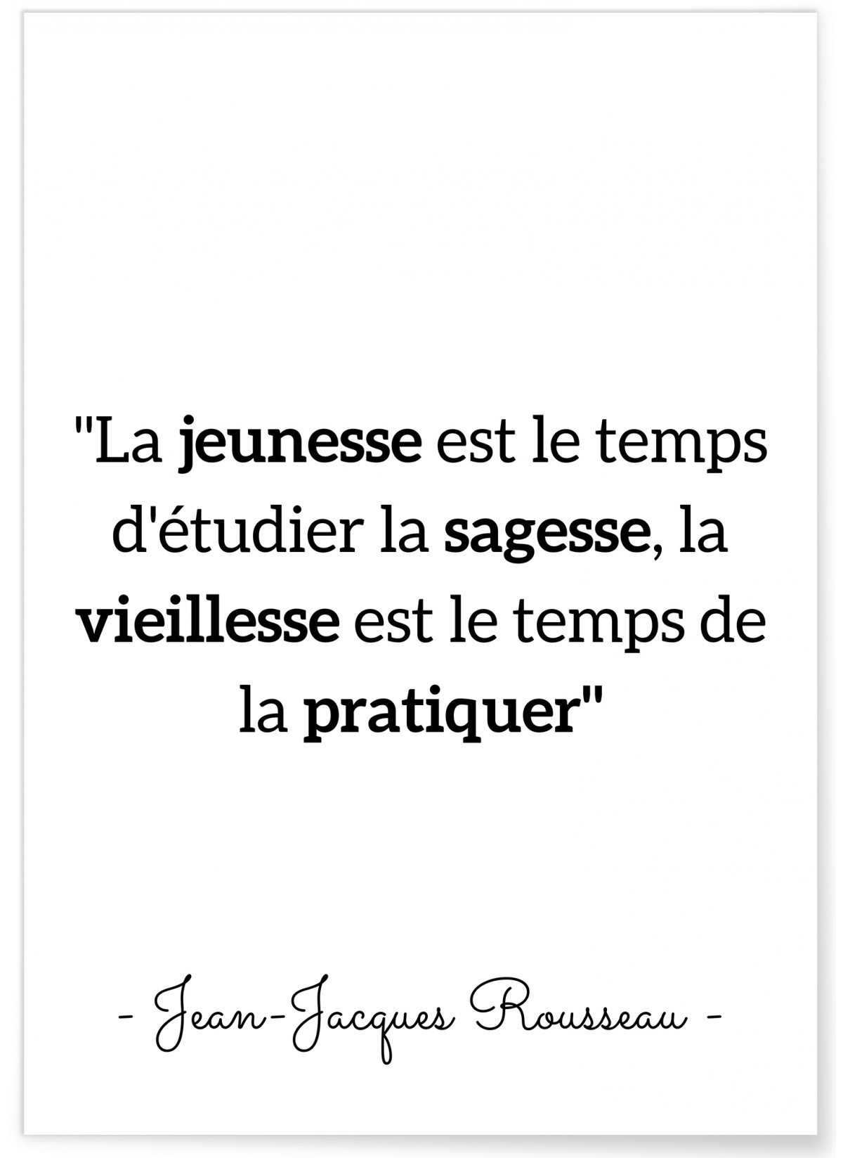 Affiche Citation Rousseau Inspirante pour décorer un salon
