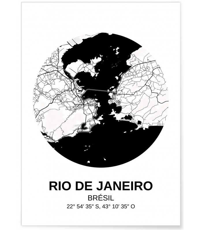 Affiche Carte Rio de Janeiro