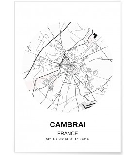 Affiche Carte Cambrai