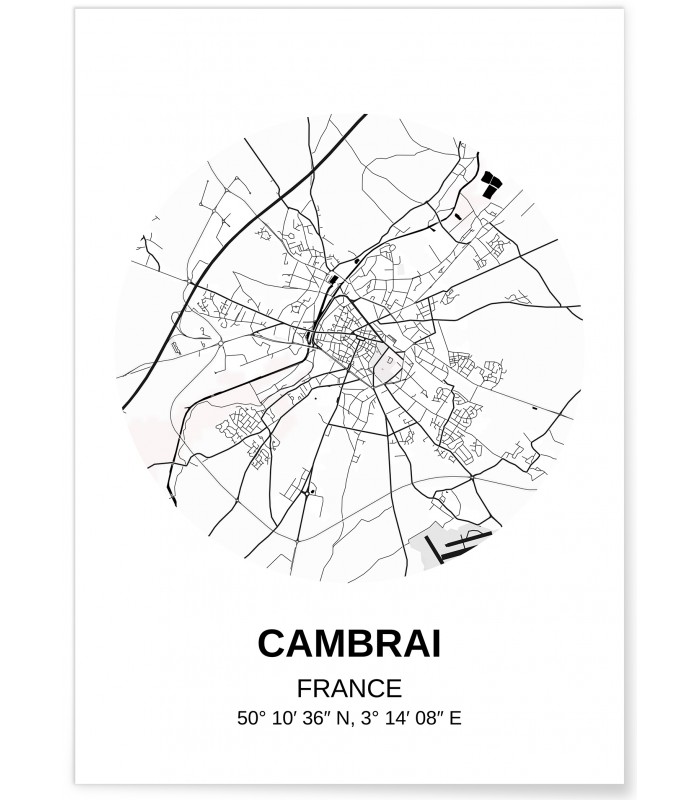 Affiche Carte Cambrai