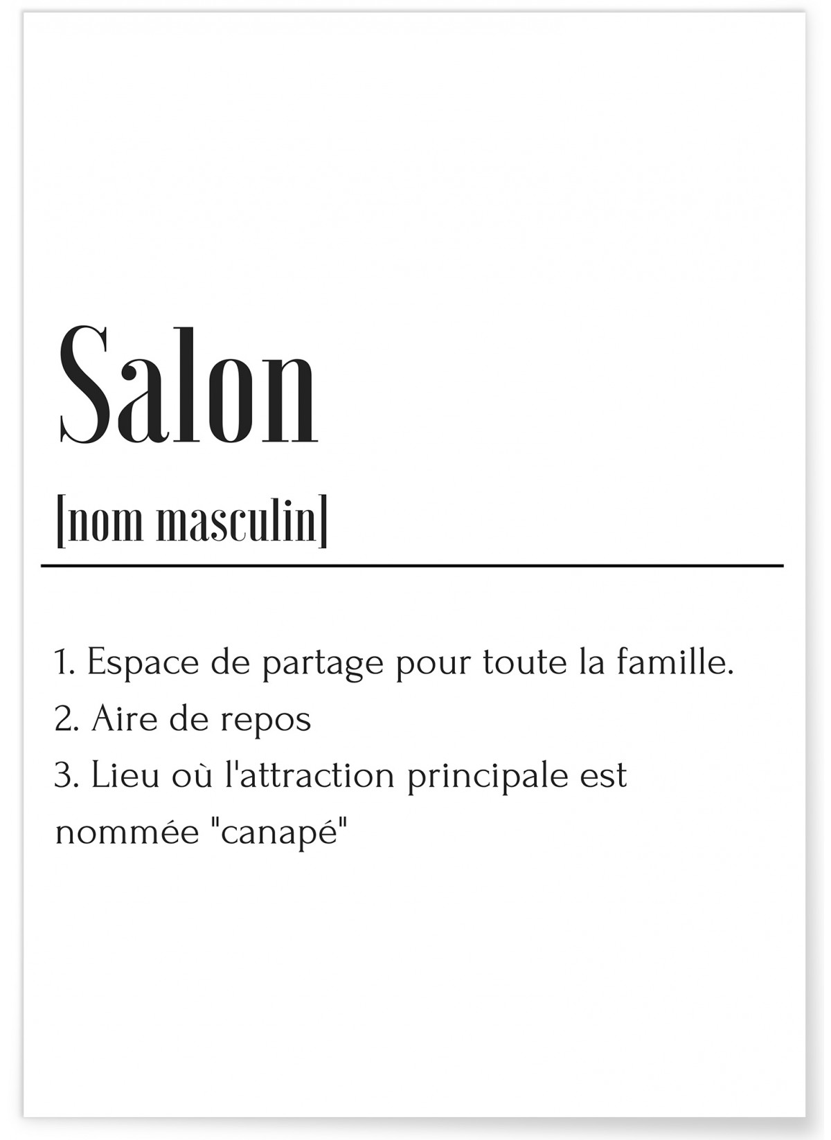 Affiche Définition Salon, idéal pour offrir L’Afficherie