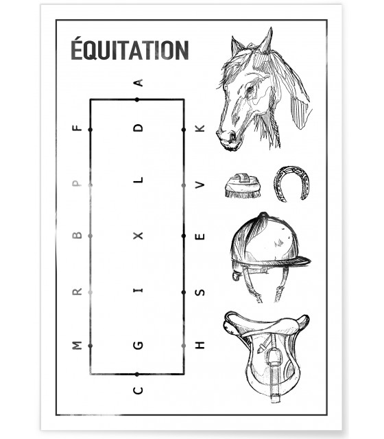 Affiche en bois sur l'Équitation