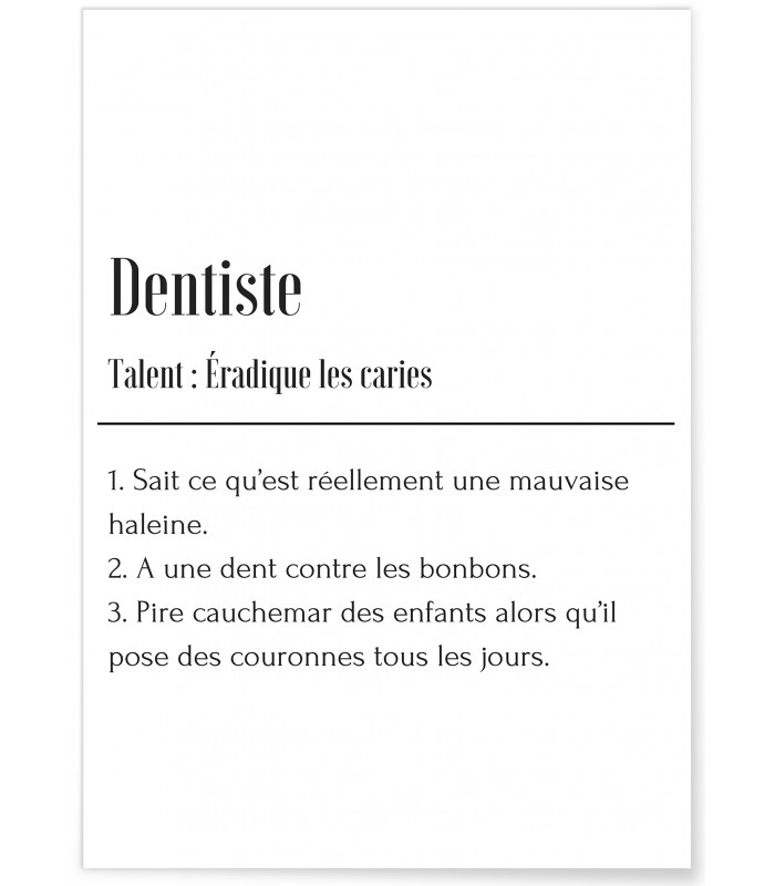 Affiche Définition Dentiste