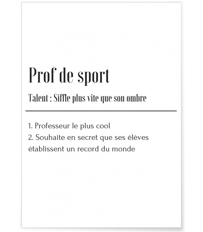 Affiche Définition Professeur de Sport