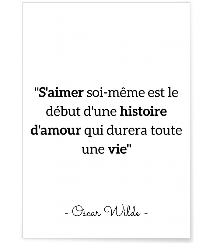 Affiche Oscar Wilde "S'aimer soi même..."