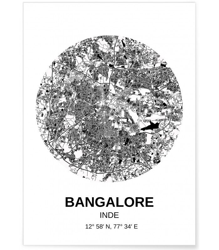 Affiche Carte Bangalore