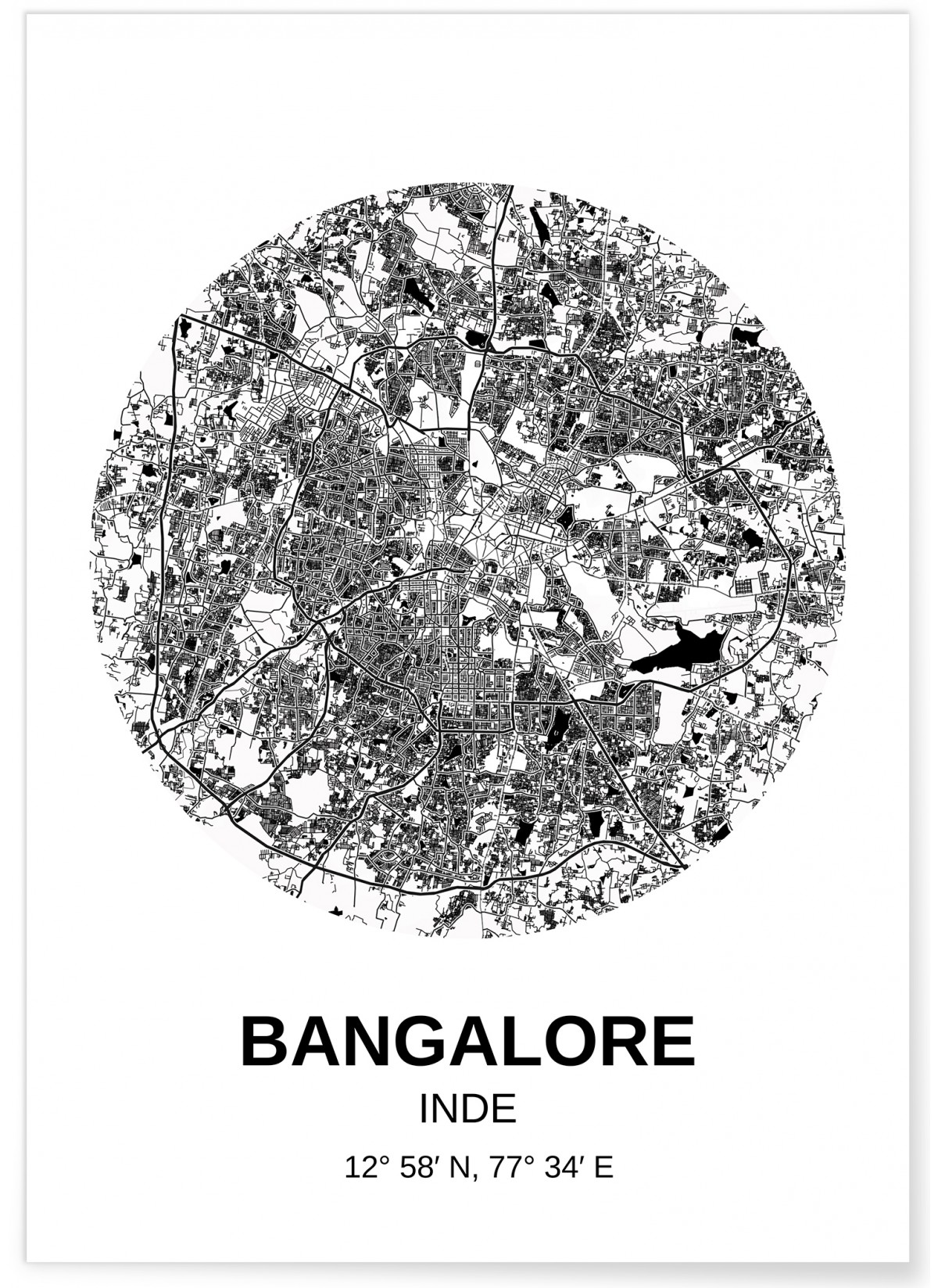 Affiche Carte Bangalore