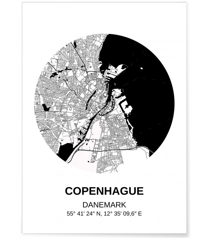 Affiche Carte Copenhague