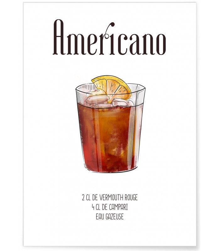 Affiche Cocktail Americano