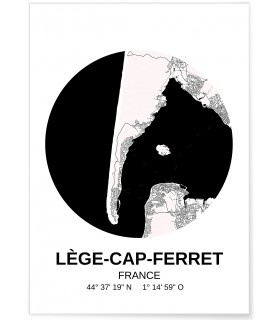 Affiche Carte Lège-Cap-Ferret