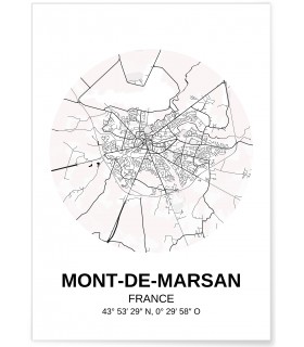 Affiche Carte Mont-de-Marsan