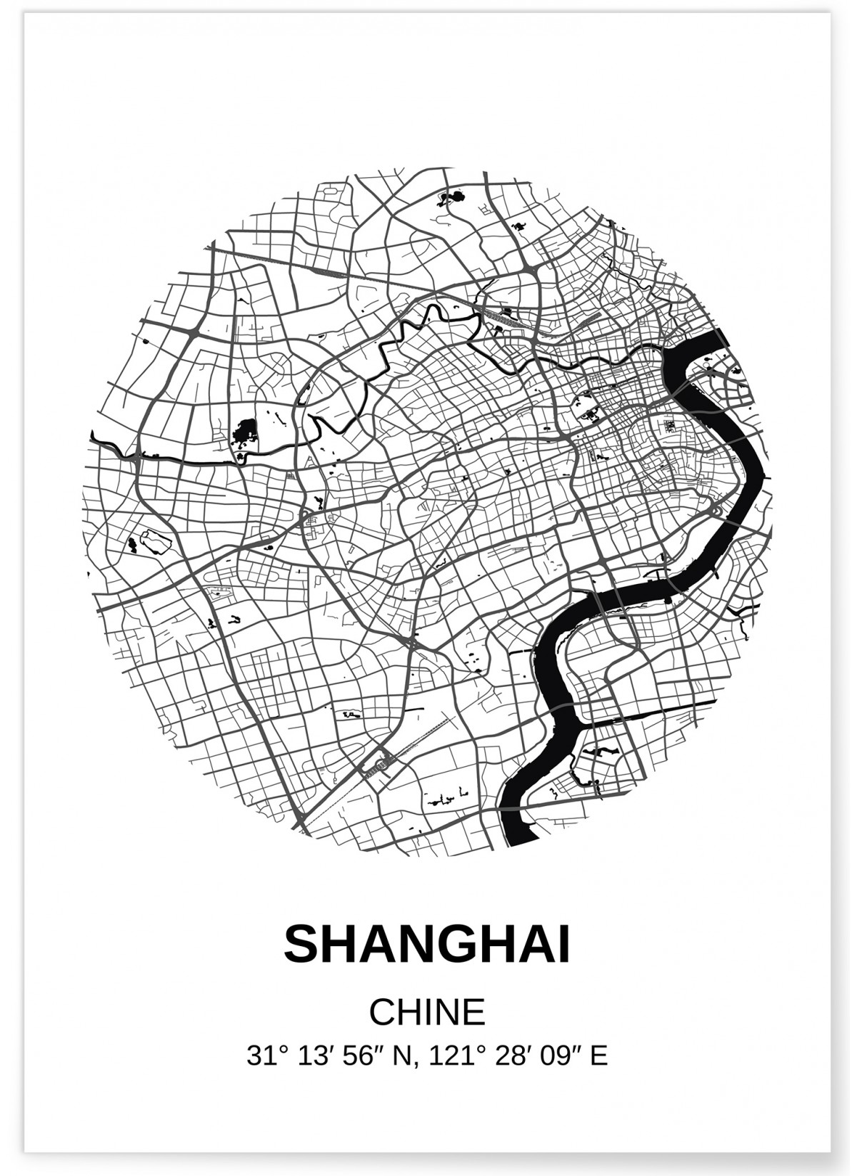 Affiche Carte Shanghai