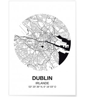Affiche Carte Dublin
