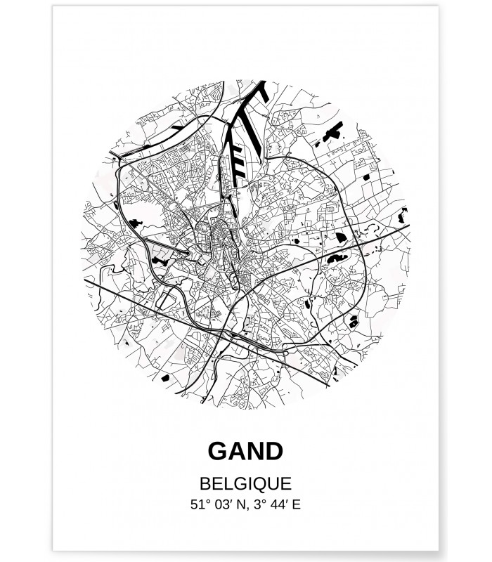 Affiche Carte Gand