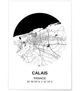 Affiche Carte Calais