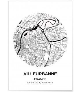 Affiche Carte Villeurbanne