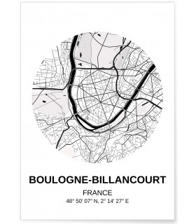 Affiche Carte Boulogne-Billancourt